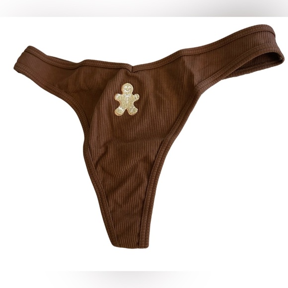 NWT Victoria’s Secrets Pink Adorable Gingerbread Man V Cut Thong - Picture 2 of 7